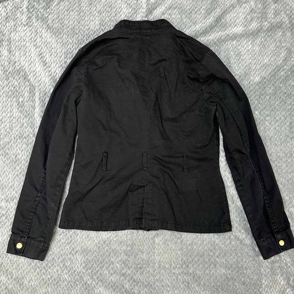 Guess Jacket Women's M Biker Moto Full Zip Snap Canvas 100% Cotton Triangle Logo - Picture 10 of 11